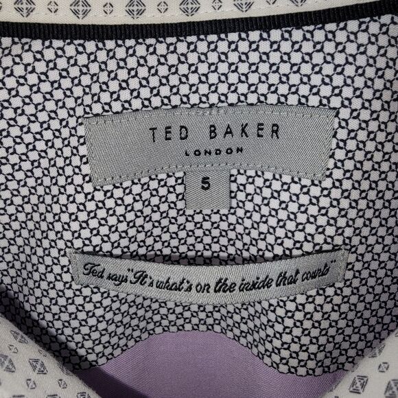 Ted Baker London lavender button-up short sleeve top shirt 5 (xl) - Picture 6 of 8